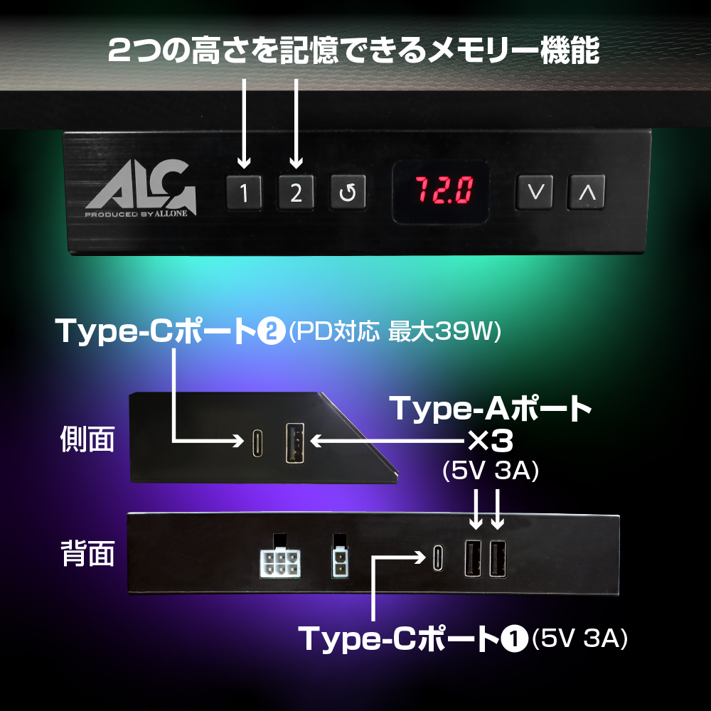 ALGL字型140cmゲーミングデスク特徴2